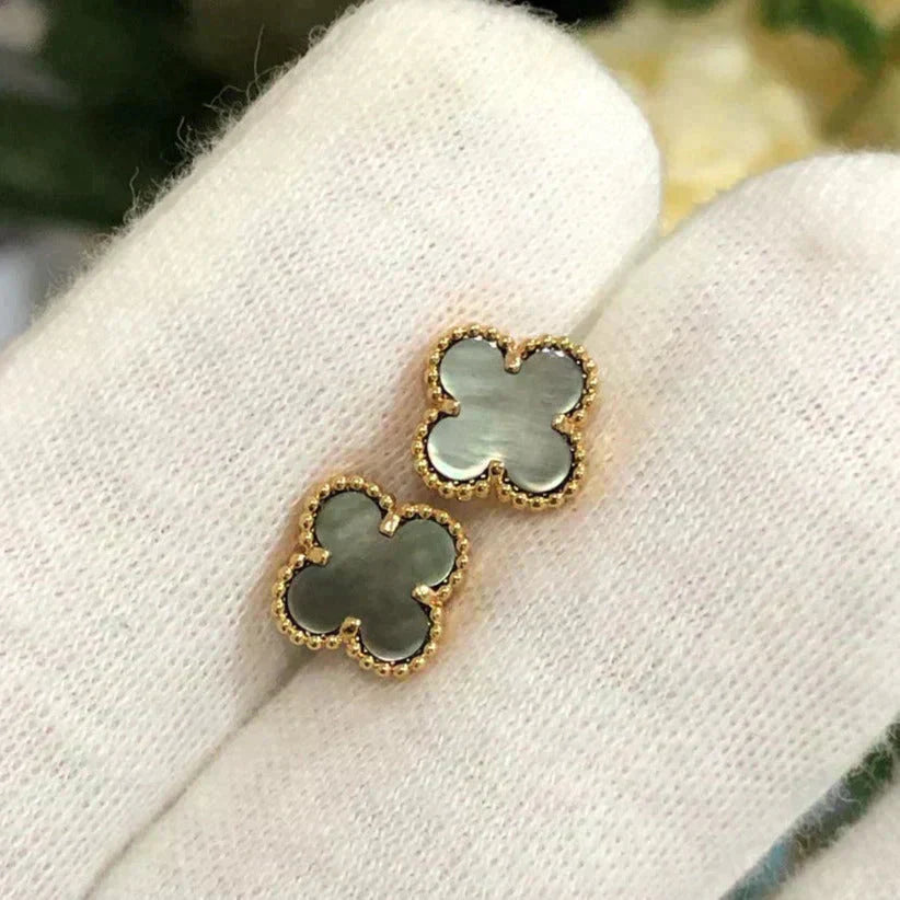 ¡®Moco¡¯CLOVER MINI 9.5MM GRAY MOP EARRINGS