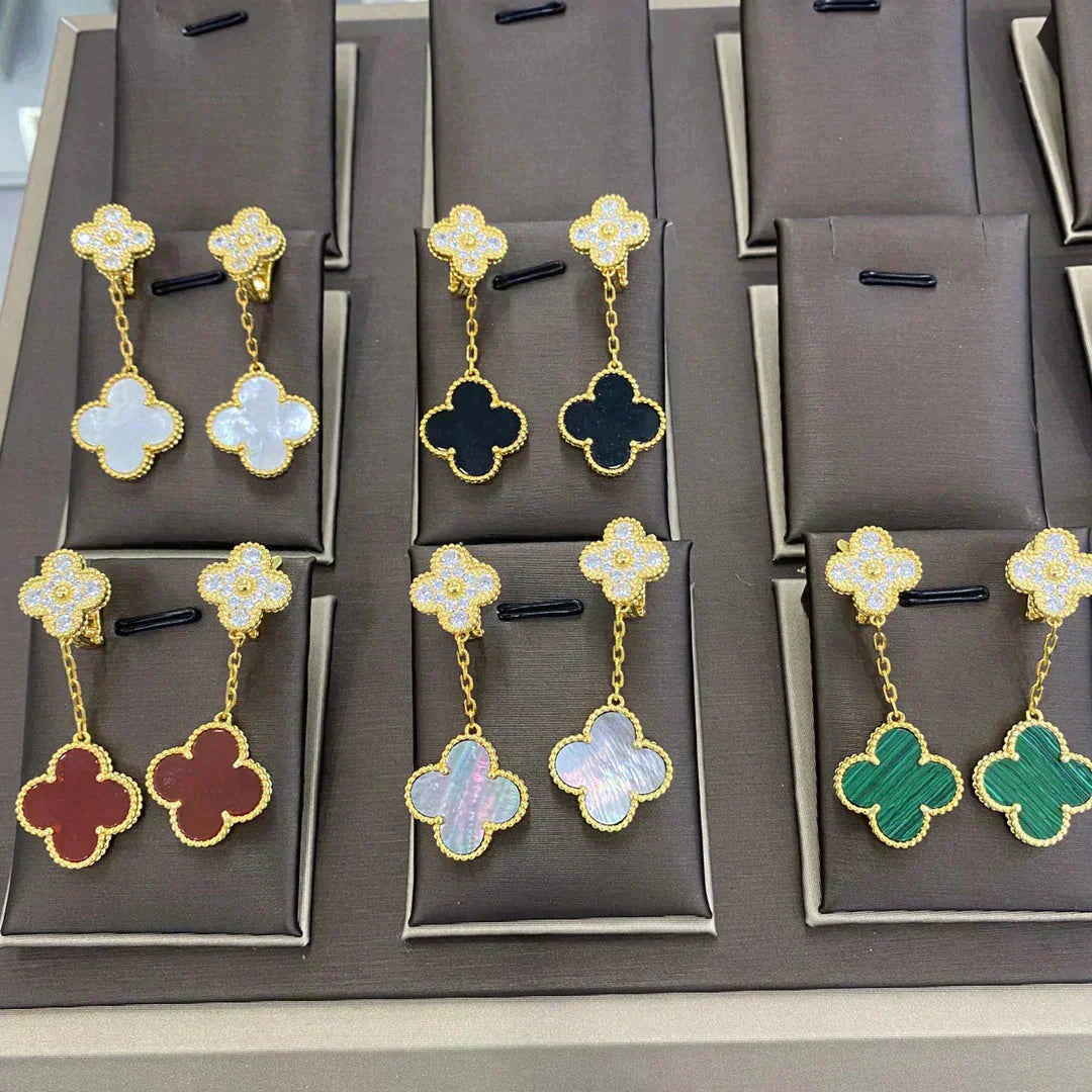 ¡®Moco¡¯CLOVER 2 MOTIFS DIAMOND EARRINGS (MULTIPLE CHOICESç´