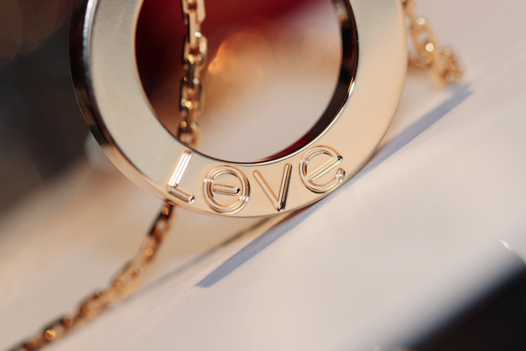 ¡®Moco¡¯LOVE NECKLACE 16MM 6 DIAMONDS PINK GOLD