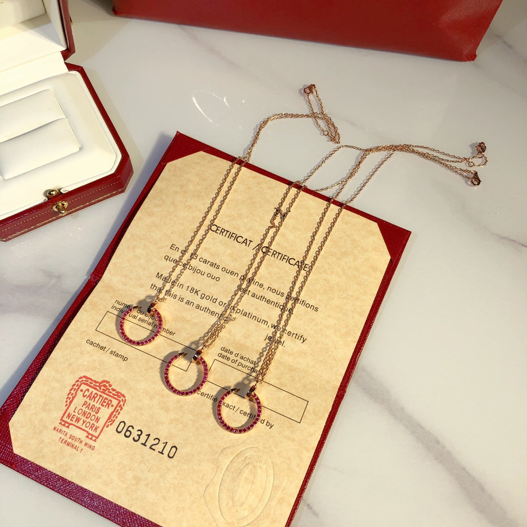 ¡®Moco¡¯JUSTE NECKLACE GOLD RED DIAMONDS