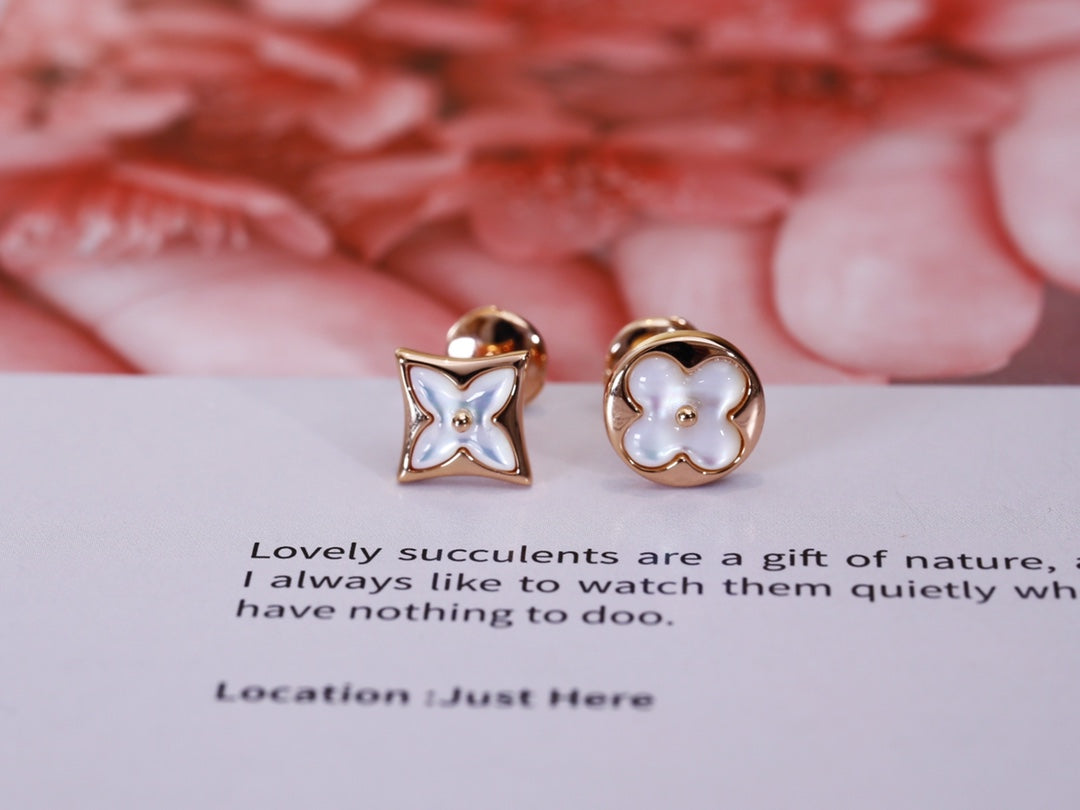 ¡®Moco¡¯STAR AND SUN PINK GOLD MOP STUD EARRINGS