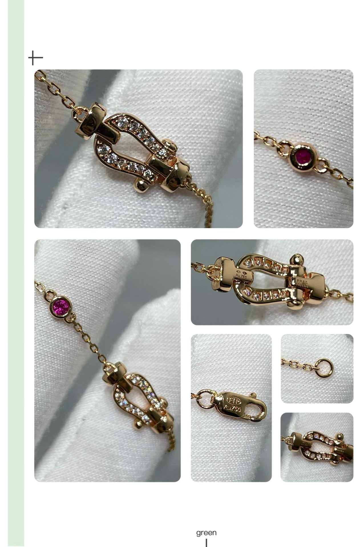 ¡®Moco¡¯FORCE 10 DIAMOND CHAIN LINK PINK GOLD BRACELET
