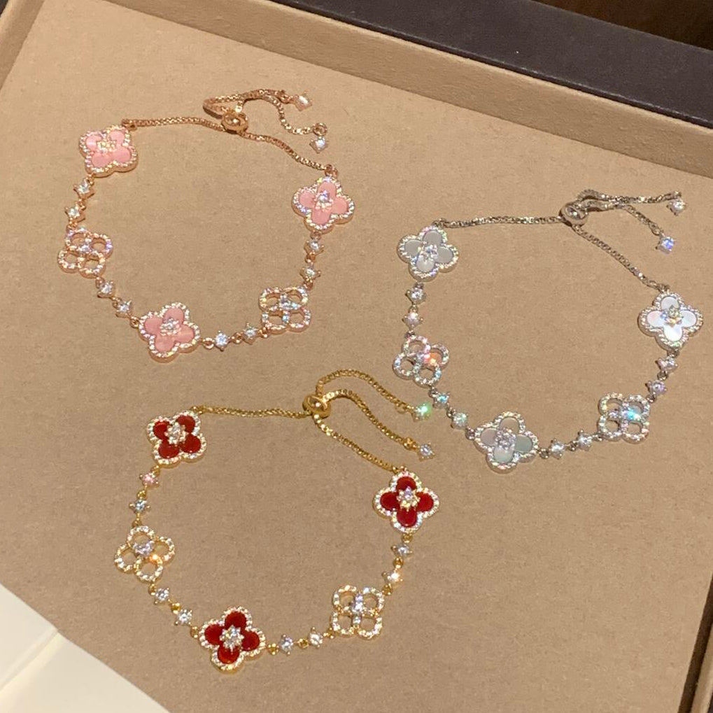 ¡®Moco¡¯CLOVER 5 MOTIF PINK BLUE RED WHITE BRACELET
