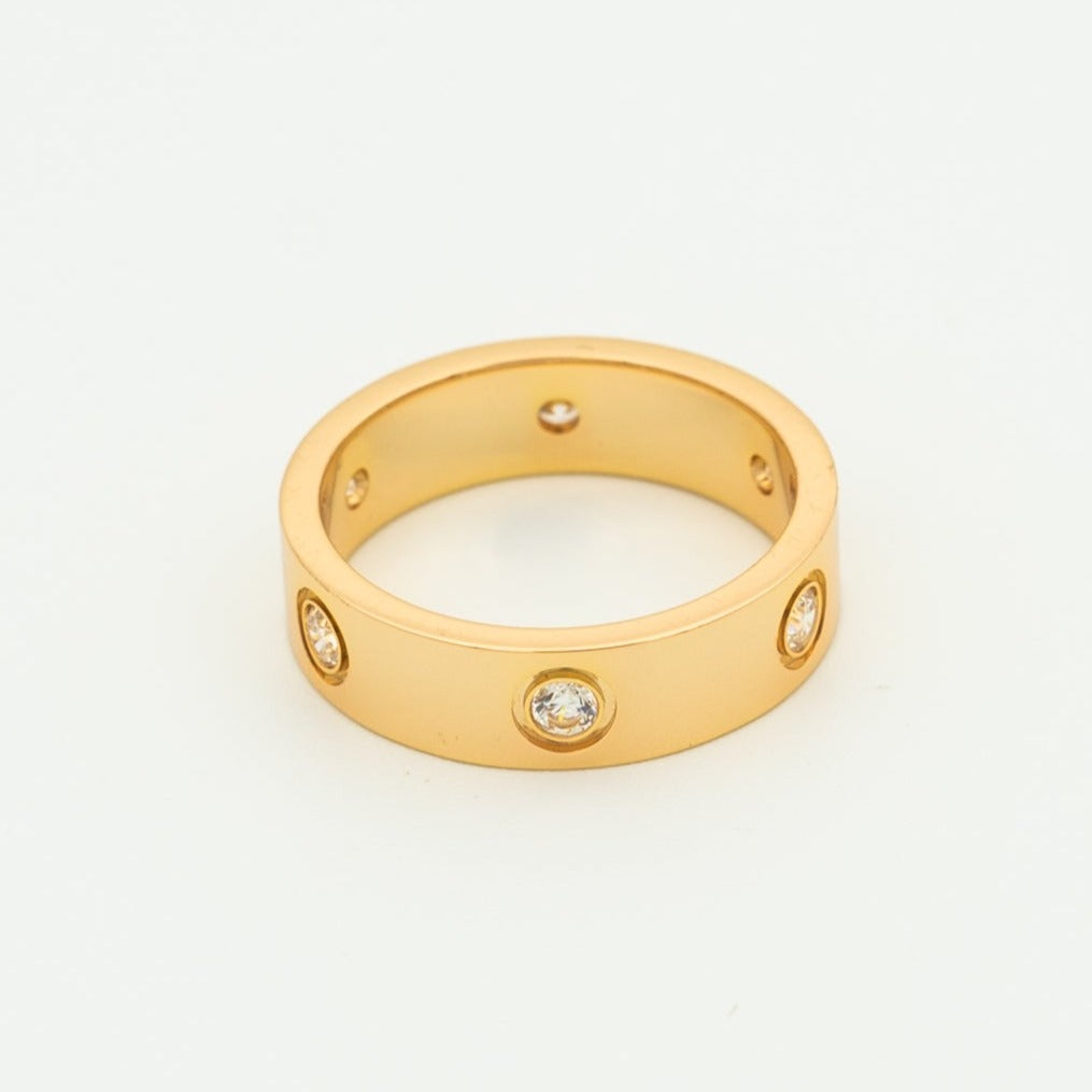 ¡®Moco¡¯LOVE RING 5.5MM 6 DIAMONDS PINK GOLD