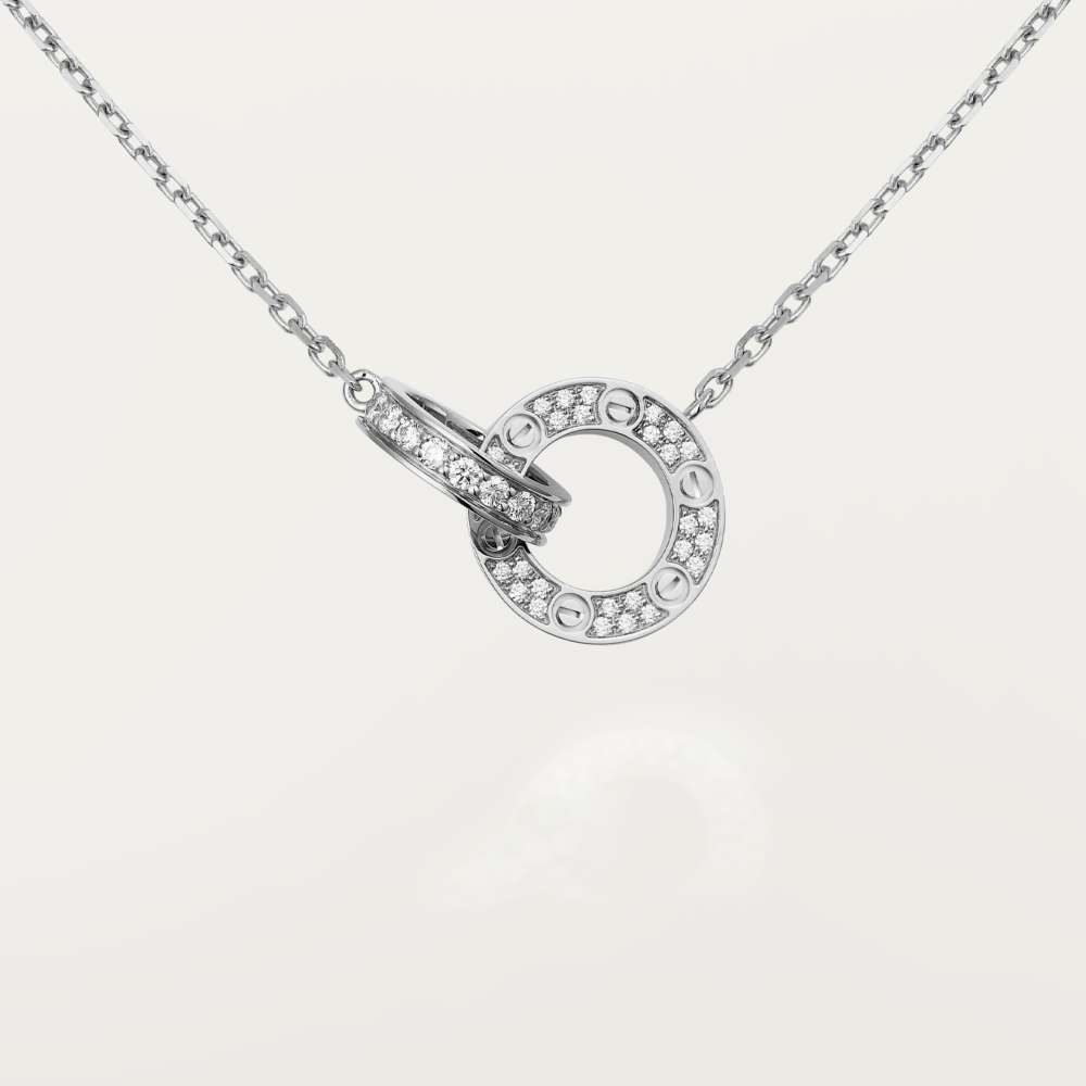 ¡®Moco¡¯LOVE 7.6MM NECKLACE ROSE GOLD AND SILVER FULL DIAMOND