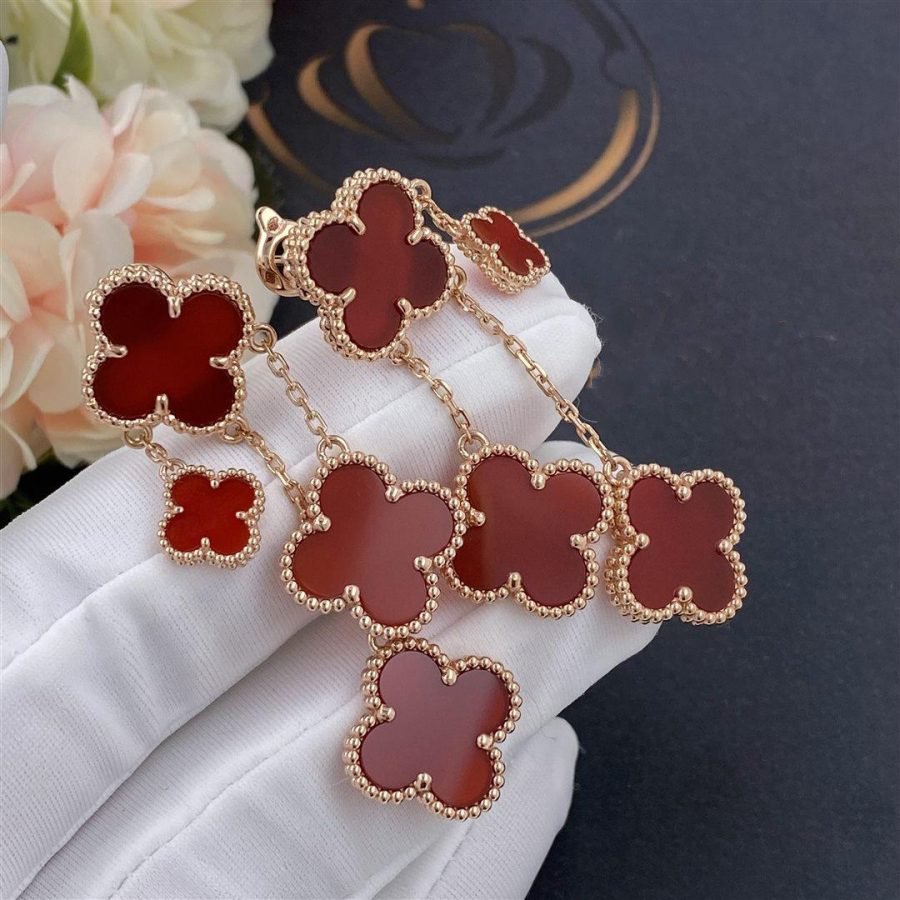 ¡®Moco¡¯CLOVER EARRINGS CARNELIAN 4 MOTIFS PINK GOLD