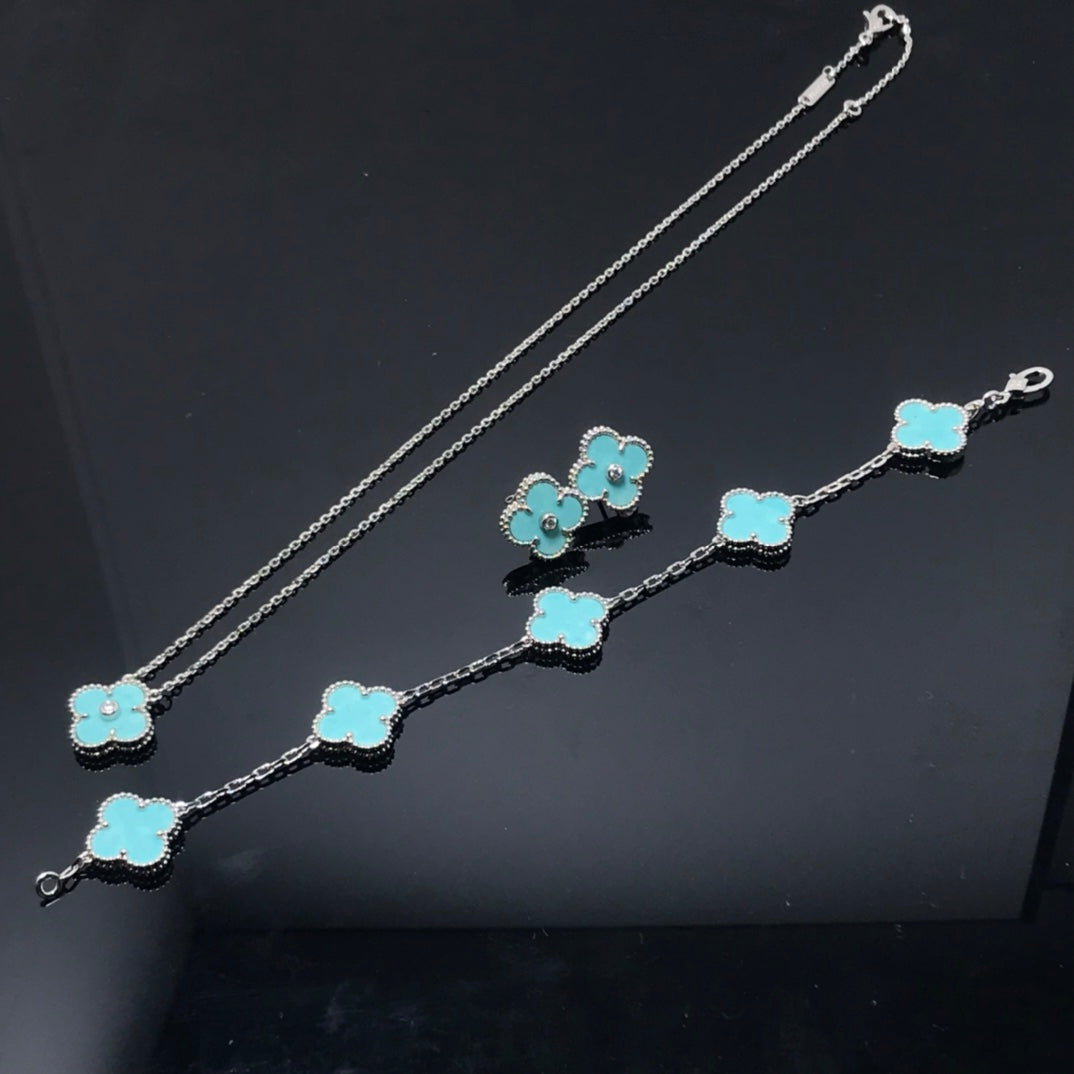 ¡®Moco¡¯CLOVER 1 DIAMOND BLUE SKY SILVER EARRINGS