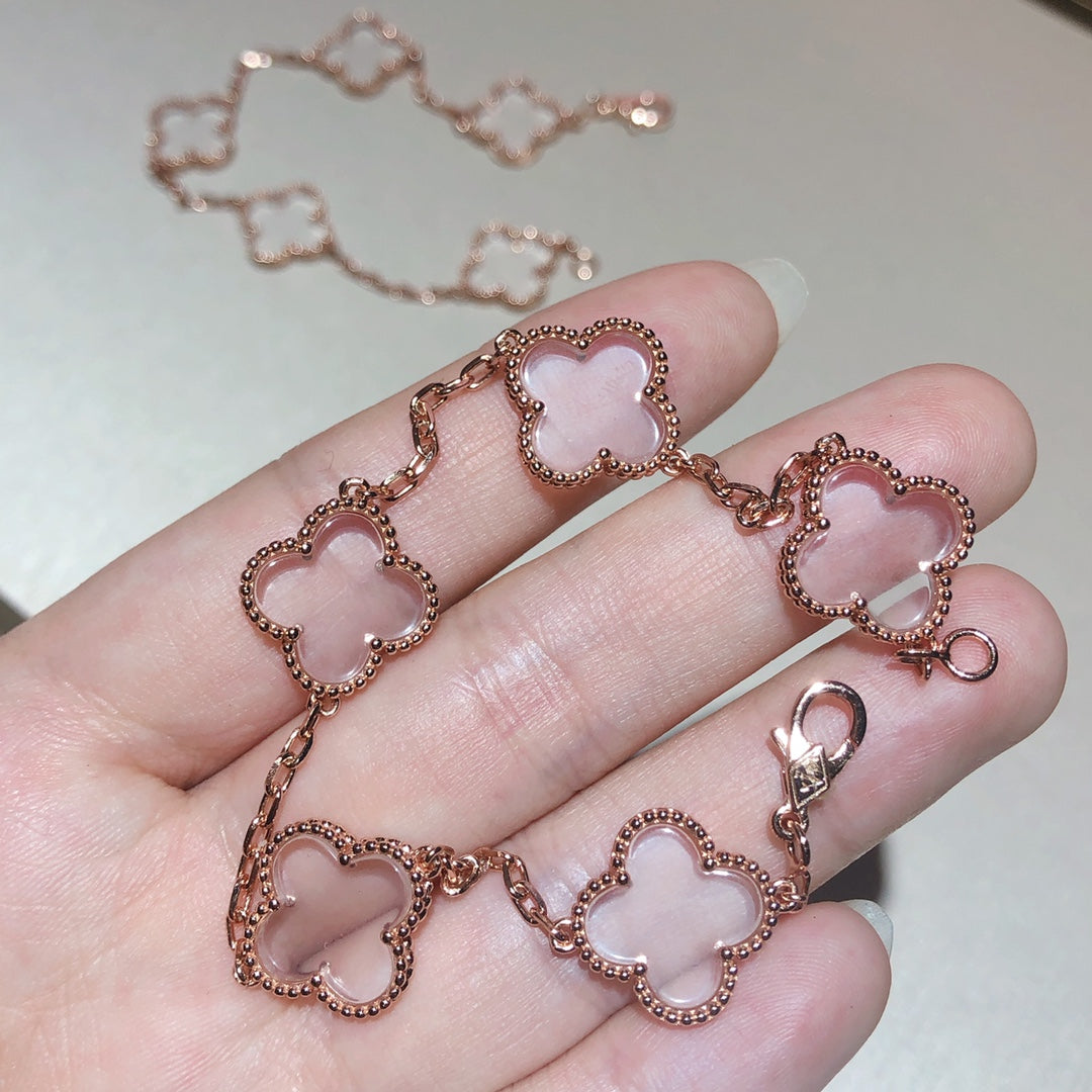 [Moco]New CLOVER 5 MOTIF ROCK CRYSTAL BRACELET