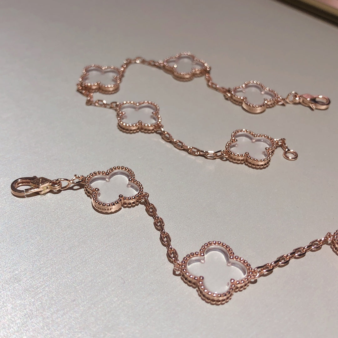 [Moco]New CLOVER 5 MOTIF ROCK CRYSTAL BRACELET
