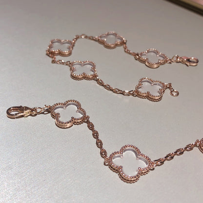 [Moco]New CLOVER 5 MOTIF ROCK CRYSTAL BRACELET