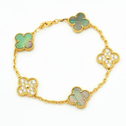 [Moco]New CLOVER 5 MOTIF GRAY MOP BRACELET COLLECTION