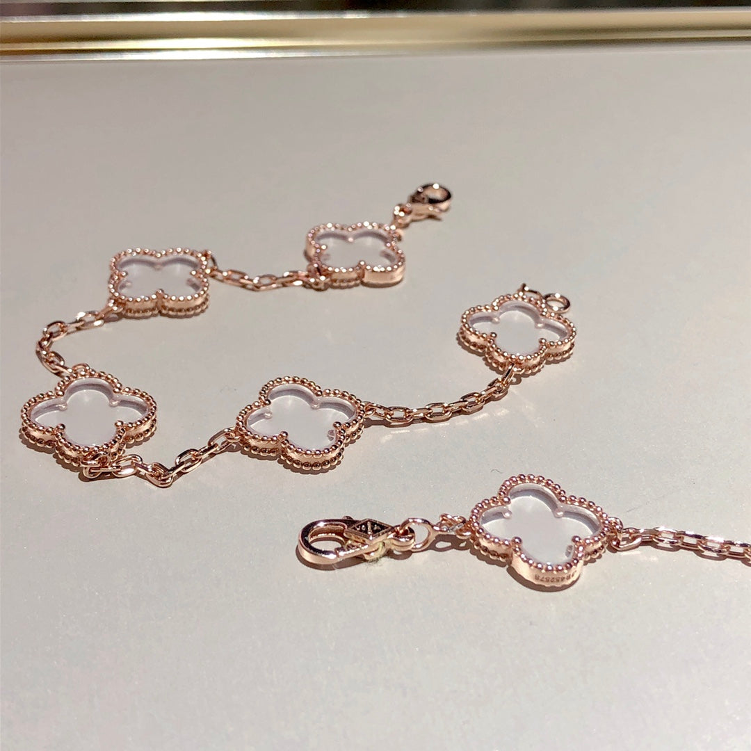 [Moco]New CLOVER 5 MOTIF ROCK CRYSTAL BRACELET