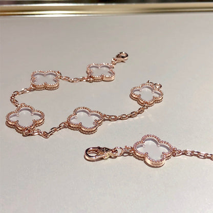 [Moco]New CLOVER 5 MOTIF ROCK CRYSTAL BRACELET
