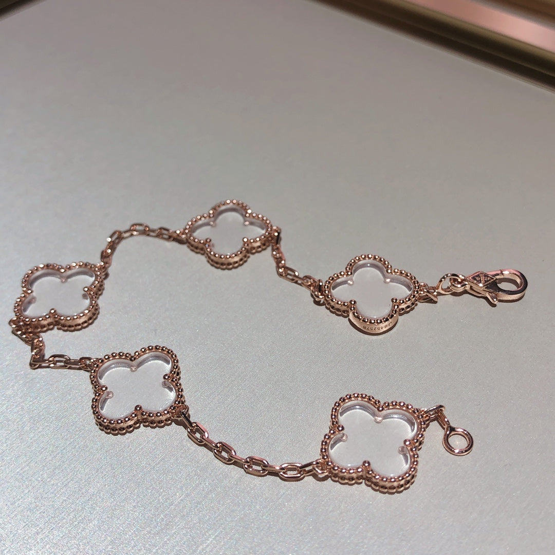 [Moco]New CLOVER 5 MOTIF ROCK CRYSTAL BRACELET