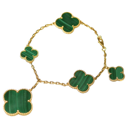 ¡®Moco¡¯MAGIC CLOVER MALACHITE GOLD BRACELET 5 MOTIFS
