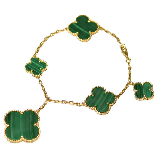 ¡®Moco¡¯MAGIC CLOVER MALACHITE GOLD BRACELET 5 MOTIFS