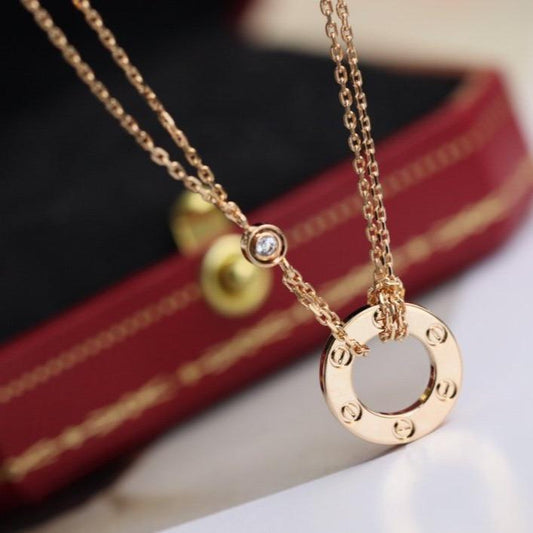 ¡®Moco¡¯LOVE NECKLACE ADJUSTABLE ROSE GOLD 2 DIAMOND