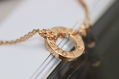 ¡®Moco¡¯LOVE NECKLACE ADJUSTABLE ROSE GOLD 2 DIAMOND