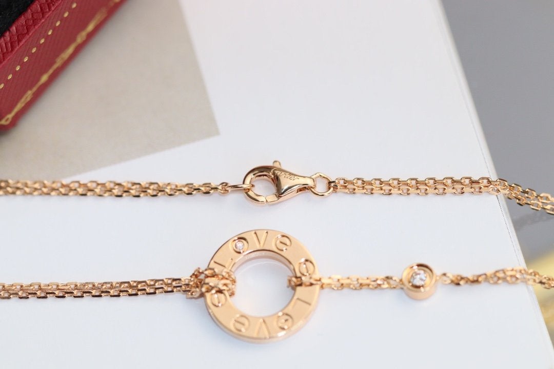¡®Moco¡¯LOVE NECKLACE ADJUSTABLE ROSE GOLD 2 DIAMOND