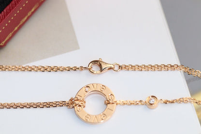 ¡®Moco¡¯LOVE NECKLACE ADJUSTABLE ROSE GOLD 2 DIAMOND