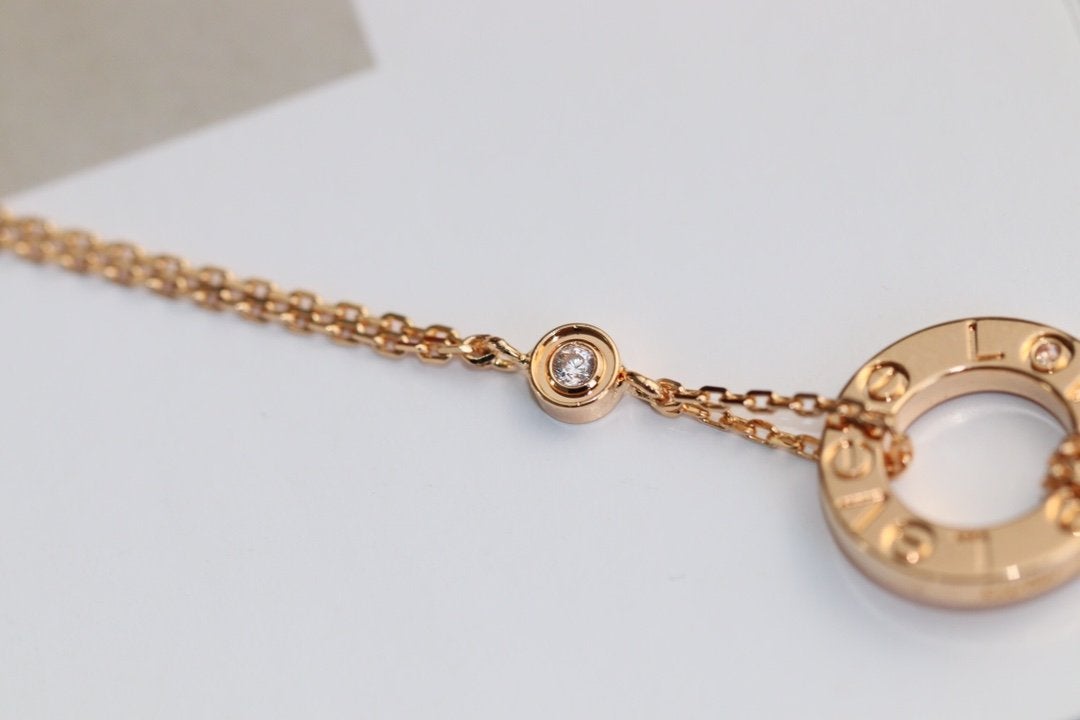 ¡®Moco¡¯LOVE NECKLACE ADJUSTABLE ROSE GOLD 2 DIAMOND