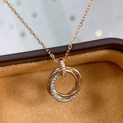 ¡®Moco¡¯TRINITY NECKLACE SILVER GOLD PINK GOLD DIAMONDS