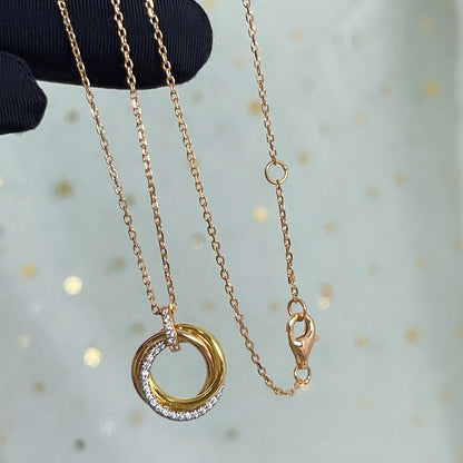 ¡®Moco¡¯TRINITY NECKLACE SILVER GOLD PINK GOLD DIAMONDS