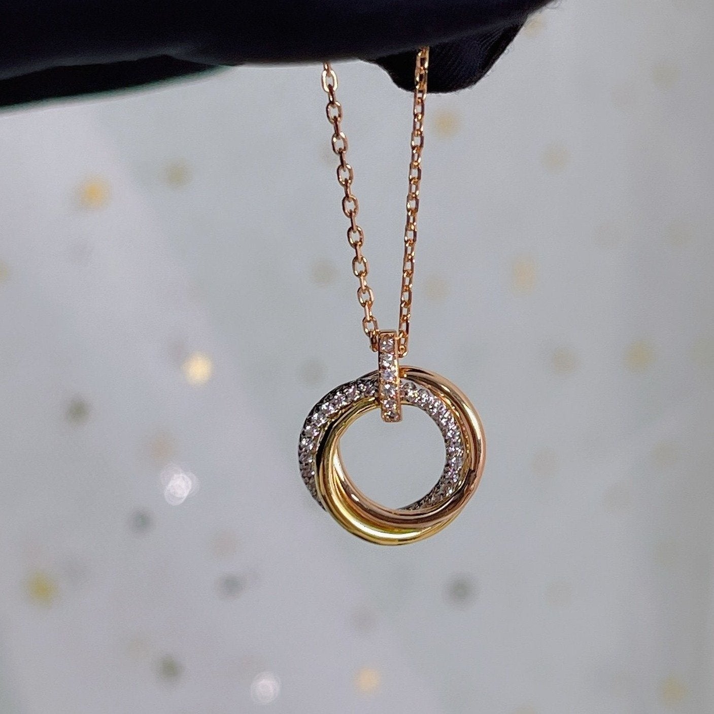 ¡®Moco¡¯TRINITY NECKLACE SILVER GOLD PINK GOLD DIAMONDS