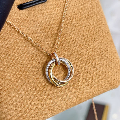 ¡®Moco¡¯TRINITY NECKLACE SILVER GOLD PINK GOLD DIAMONDS