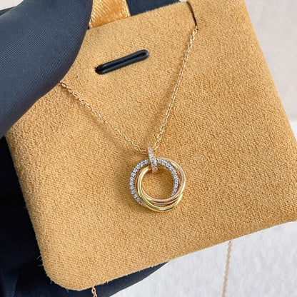 ¡®Moco¡¯TRINITY NECKLACE SILVER GOLD PINK GOLD DIAMONDS