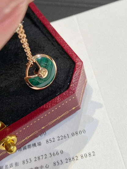 ¡®Moco¡¯AMULETTE ROSE GOLD MALACHITE NECKLACE