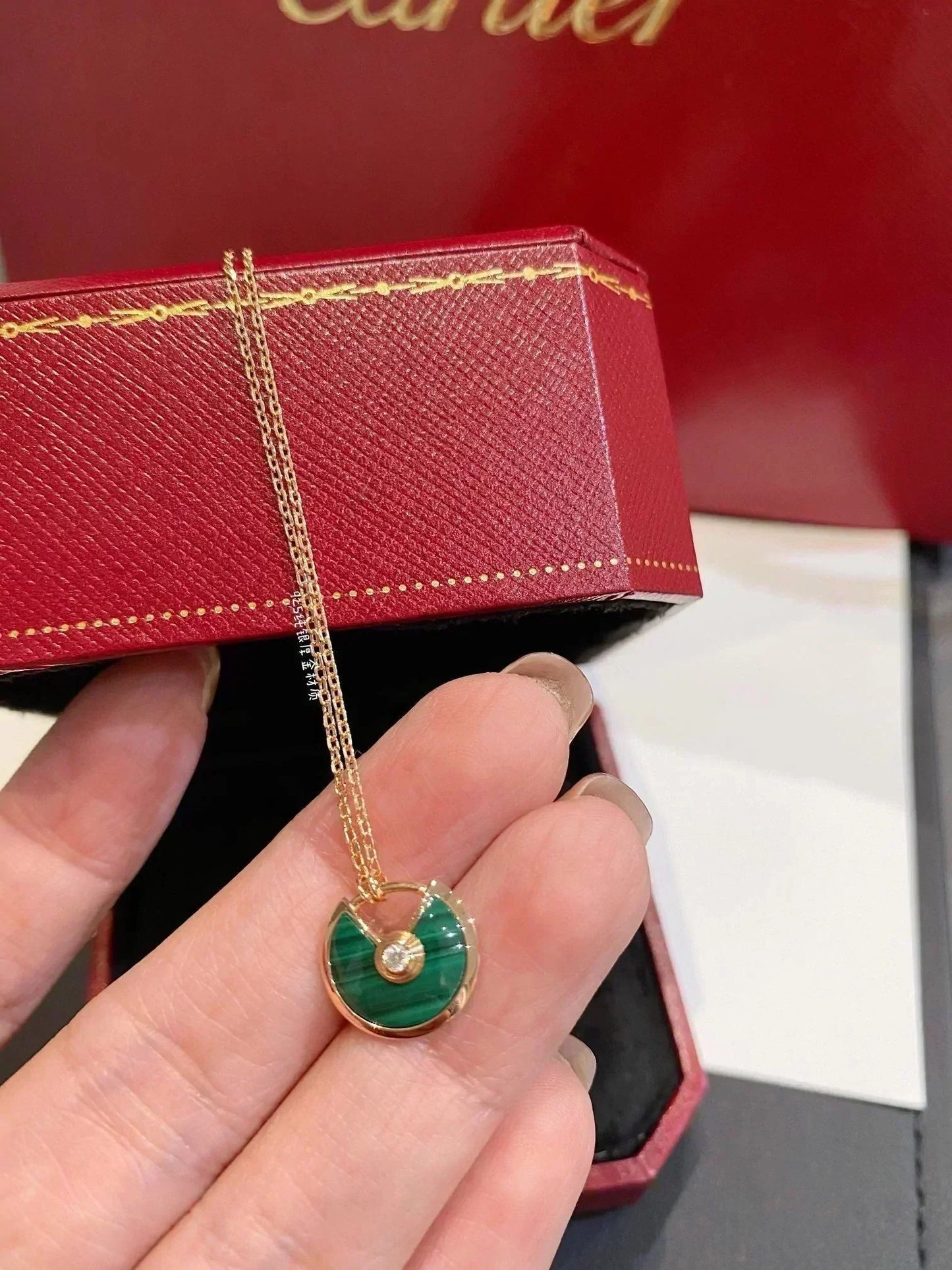 ¡®Moco¡¯AMULETTE ROSE GOLD MALACHITE NECKLACE