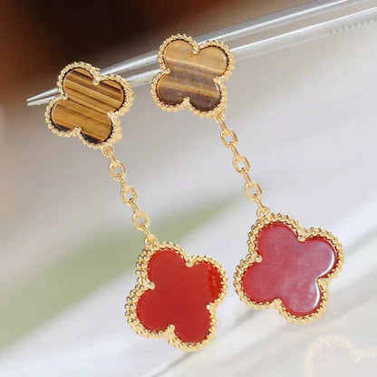 ¡®Moco¡¯CLOVER  2 MOTIF  TIGER EYE CARNELIAN EARRINGS