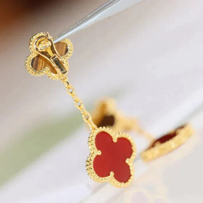 ¡®Moco¡¯CLOVER  2 MOTIF  TIGER EYE CARNELIAN EARRINGS