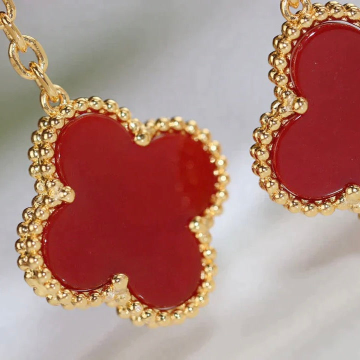 ¡®Moco¡¯CLOVER  2 MOTIF  TIGER EYE CARNELIAN EARRINGS