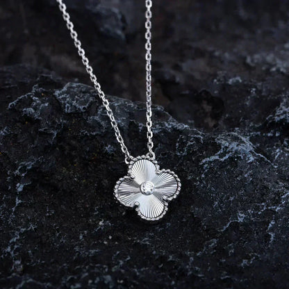 ¡®Moco¡¯CLOVER  15MM DIAMOND LASER NECKLACE SILVER