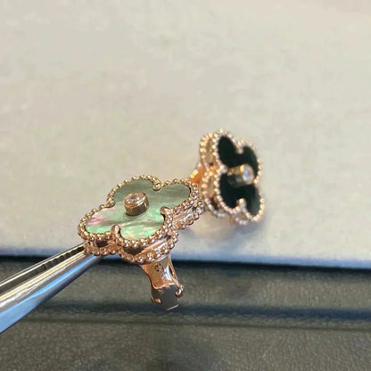 ¡®Moco¡¯CLOVER MEDIUM 1 MOTIFS GRAY MOP  DIAMOND EARRINGS