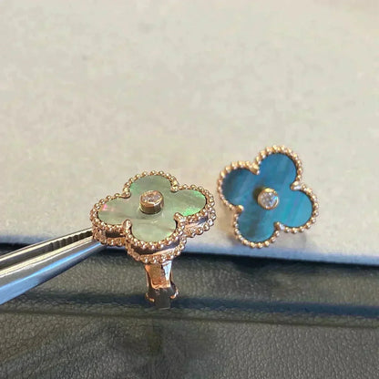 ¡®Moco¡¯CLOVER MEDIUM 1 MOTIFS GRAY MOP  DIAMOND EARRINGS
