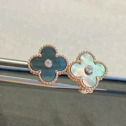 ¡®Moco¡¯CLOVER MEDIUM 1 MOTIFS GRAY MOP  DIAMOND EARRINGS