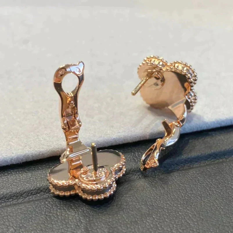 ¡®Moco¡¯CLOVER MEDIUM 1 MOTIFS GRAY MOP  DIAMOND EARRINGS