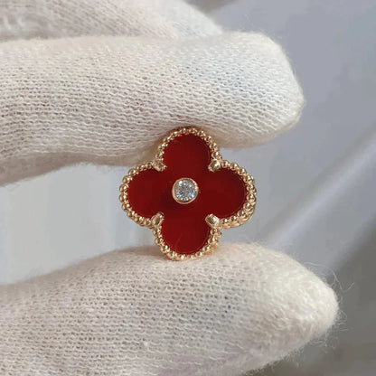 ¡®Moco¡¯CLOVER MEDIUM 1 MOTIFS CARNELIAN  DIAMOND earrings