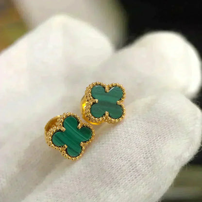 ¡®Moco¡¯CLOVER MINI 9.5MM MALACHITE  EARRINGS