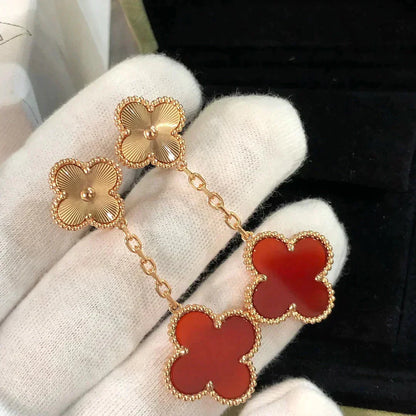 ¡®Moco¡¯CLOVER 2 MOTIF  LASER CARNELIAN EARRINGS