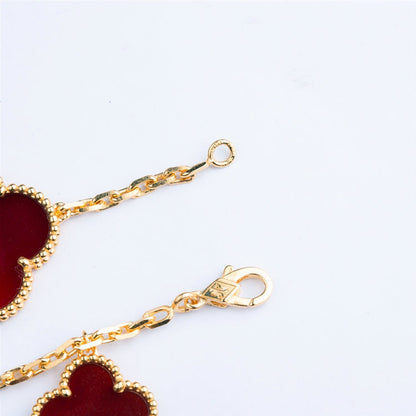 ¡®Moco¡¯CLOVER BRACELET 5 MOTIFS CARNELIAN TIGER EYE