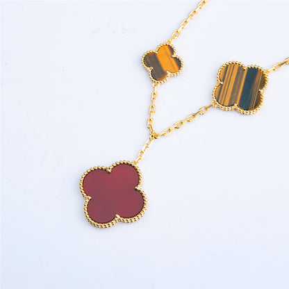 ¡®Moco¡¯CLOVER BRACELET 5 MOTIFS CARNELIAN TIGER EYE