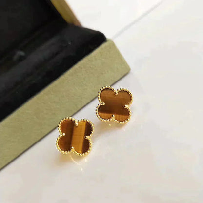 ¡®Moco¡¯CLOVER MEDIUM 1 MOTIFS TIGER EYE EARRINGS