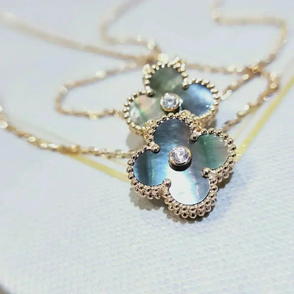 ¡®Moco¡¯CLOVER 15MM DIAMOND AND MOTHER-OF-GREY NECKLACE
