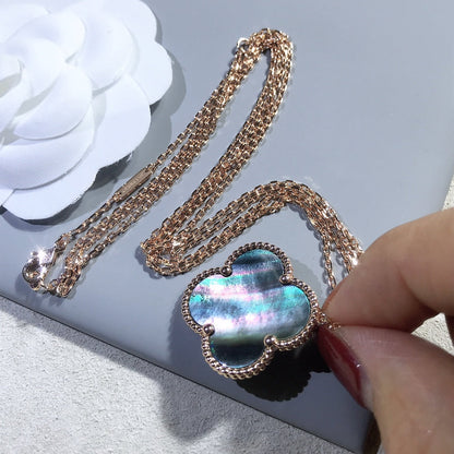 ¡®Moco¡¯CLOVER 25MM GOLD DARK MOP BIG CLOVER NECKLACE