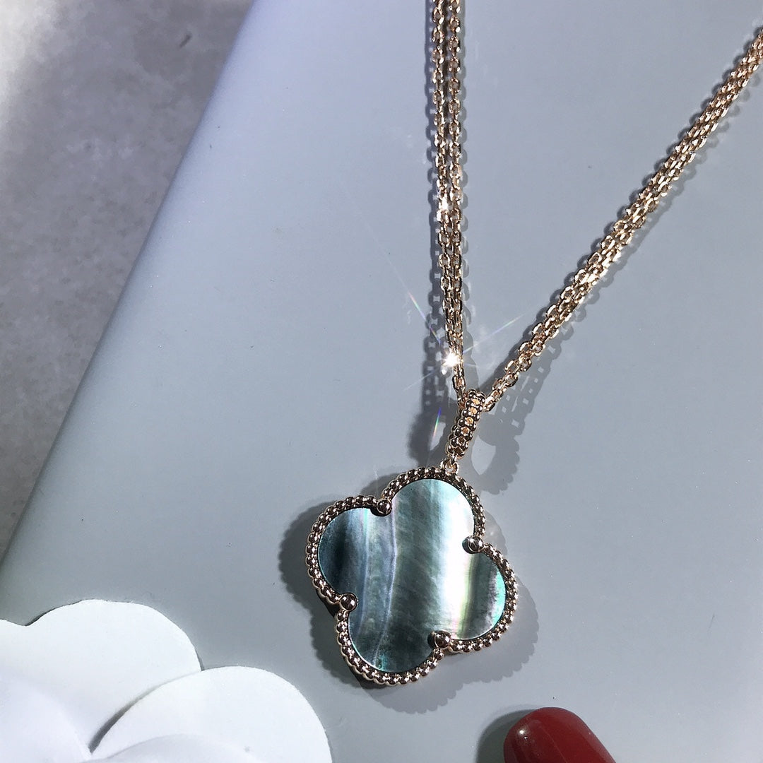 ¡®Moco¡¯CLOVER 25MM GOLD DARK MOP BIG CLOVER NECKLACE