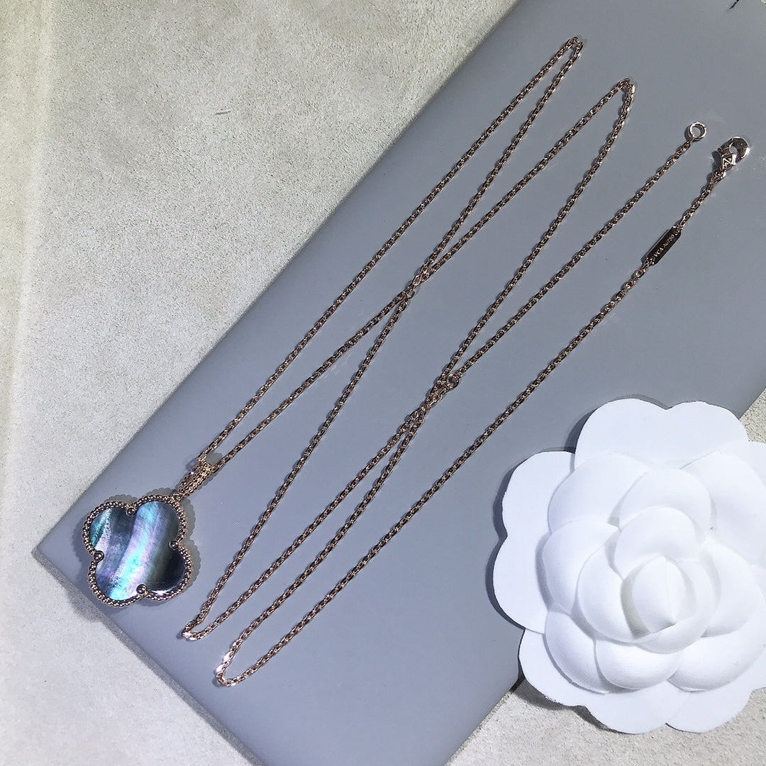 ¡®Moco¡¯CLOVER 25MM GOLD DARK MOP BIG CLOVER NECKLACE